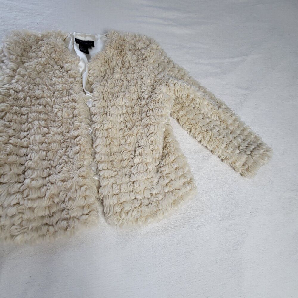 Live a Little Top Coat Jacket Womens Size Large Faux Fur Cream/White Size XL - Picture 3 of 16